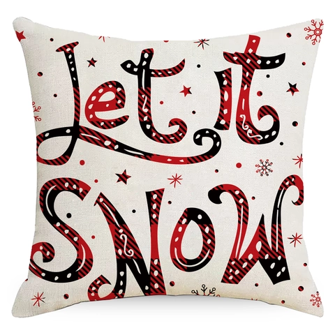 Weihnachten Karo Kissenbezug Polyester Rot Buffalo Karo Kissenhülle Schneemann Weihnachtsbaum Druck Winter Haus Deko