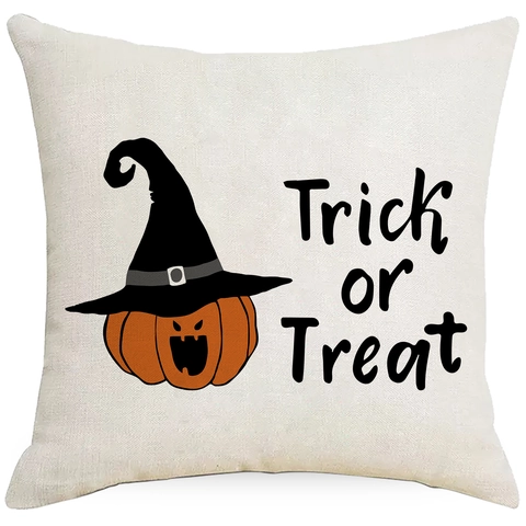 Halloween Printed Cushion Cover Polyester Pumpkin Ghost Bat Throw Pillow Case For Home Living Room Sofa Decor Modern Minimalist