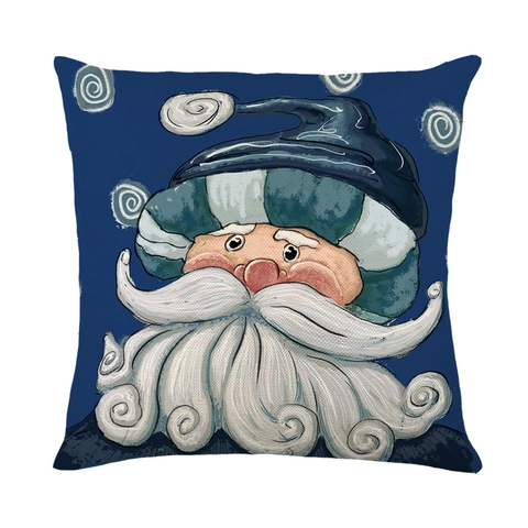 Christmas Decorative Pillowcase Polyester Printed Santa Claus Snowman Bird Pattern Cushion Cover For Home Bedroom Holiday Decor