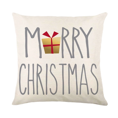 Christmas Pillowcase Polyester Minimalist Merry Christmas Hello Winter Reindeer Tree Printed Decorative Throw Cushion Cover For Home
