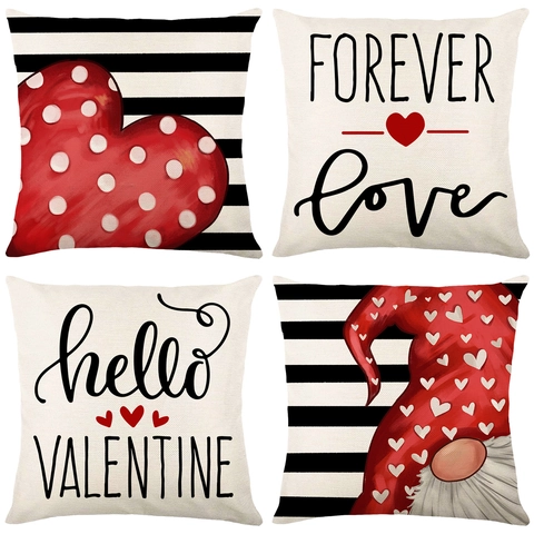 Valentijnsdag Polyester Kussensloop Nordic Hart Kabouter Rode Truck Patroon Decoratieve Kussenhoes Voor Sofa Home