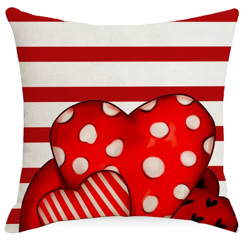 Valentine's Day Heart Gnome Print Polyester Pillow Case Modern Minimalist Decorative Cushion Cover For Living Room Bedroom Home