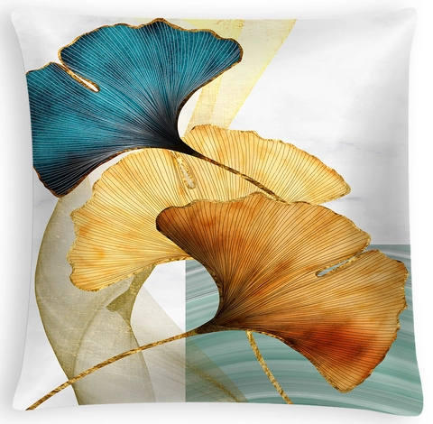 Federa Decorativa con Foglia di Ginkgo Nordico in Poliestere Pelle di Pesca Quadrata Copricuscino per Divano Casa Ufficio