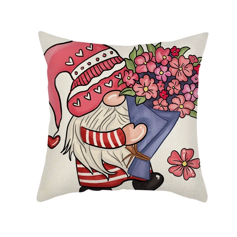 Valentijnsdag Linnen Kussensloop Roze Hart Kabouter Ontwerp Decoratieve Kussenhoes Voor Bank Slaapkamer Auto Huis Decor Cadeau