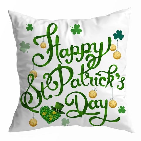 St. Patrick's Day Polyester Kopfkissenbezug Grün Kleeblatt Gnom Buffalo Karomuster Dekokissenbezug Für Sofa Heimdeko