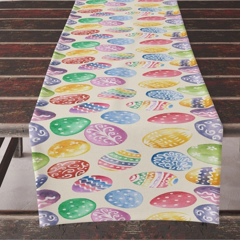 Easter Table Runner Linen Look Polyester Tablecloth With Bunny Eggs Gnomes Print For Kitchen Dining Room Party Home Decor