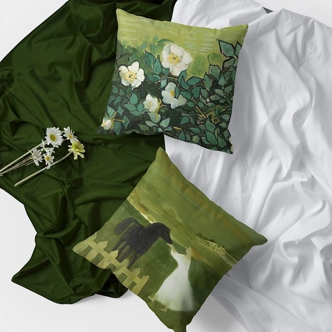 Vintage Ölgemälde Kunst Kissenbezug Pastorale Wald Blumen Baumwolle Leinen Kissenhülle Doppelseitiger Druck Deko Für Haus