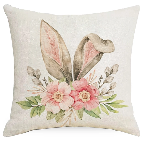Fodera per Cuscino in Lino Rosa Pasquale per Divano Fodera Decorativa per Cuscino Con Motivo Coniglio Fiore Pois a Quadri Rosa Decorazioni Casa