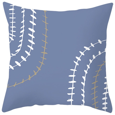 Housse de Coussin en Polyester Peau de Pêche Géométrique Abstraite Nordique Bleu Violet Moderne Minimaliste Floral Décoration de Maison