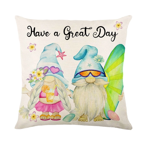 Zomer Oceaan Kabouter Zeester Bedrukt Polyester Kussensloop Strand Thema Decoratieve Sierkussenhoes Voor Huis Woonkamer Sofa