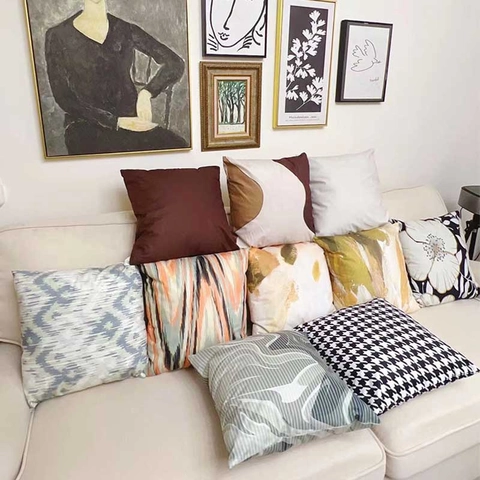 Nordisch Abstrakt Geometrisch Erdton Kissenbezug Modern Graffiti Polyester Dekokissenbezug Für Sofa Zuhause Dekoration