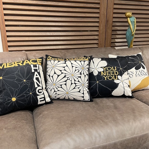 Modern Minimalist Polyester Pillowcase Abstract Botanical Floral Print Cushion Cover Nordic Style Home Sofa Bedside Decor