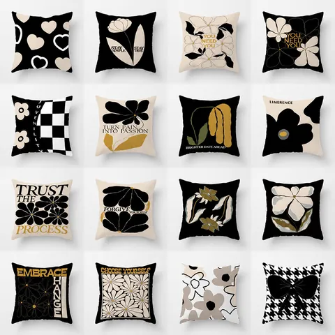 Modern Minimalist Polyester Pillowcase Abstract Botanical Floral Print Cushion Cover Nordic Style Home Sofa Bedside Decor