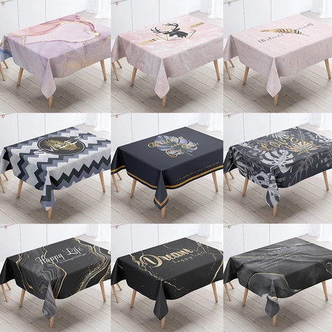 Nordic Marble Texture Rectangular Tablecloth Polyester Decorative Desk Cover For Dining Table Coffee Table Home Picnic
