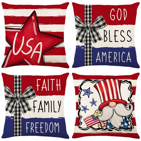 USA Onafhankelijkheidsdag Patriotische Kussenslopen 4 Juli Sterren En Strepen Bedrukt Polyester Kussenhoes Amerikaanse Stijl Home Decor
