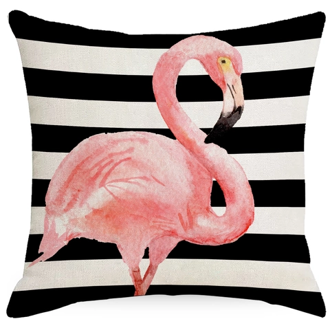 Zomer Flamingo Ananas Tropisch Blad Polyester Kussensloop Streep Monstera Kussenhoes Vierkant Woondecoratie