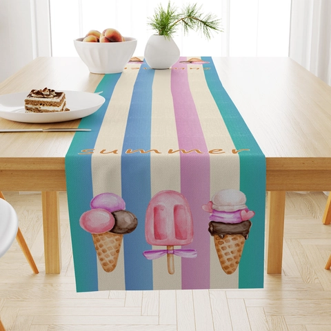 Summer Ocean Beach Series Table Runner Scandi Style Linen Polyester Decorative Tablecloth For Dining Room Restaurant Decor