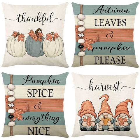 Thanksgiving Pompoen Bedrukt Kussenhoes Herfst Oogst Decoratieve Kussensloop Voor Sofa Huis Woonkamer Decoratie