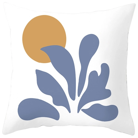 Nordic Abstract Geometric Peach Skin Polyester Pillow Cover Blue Purple Modern Minimalist Floral Art Sofa Cushion Case Home Decor