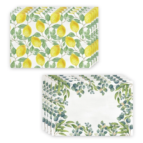 Nordic Style Lemon Leaf Printed Polyester Placemat Waterproof Heat Insulated Dining Table Mat Home Decor Kitchen Accessory