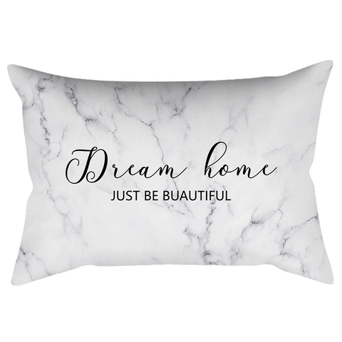 Housse de Coussin Lombaire Imprimé Marbre Moderne Minimaliste Rectangulaire Pour Canapé Salon Décoration Maison Sans Noyau