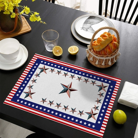 Tovagliette Patriotizzate Giorno Indipendenza Americana Stelle Strisce Camion Vintage Isolate Termicamente Poliestere Cotone