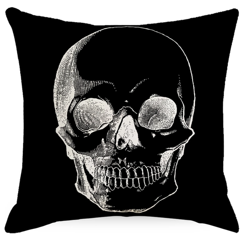 Halloween Totenkopf Fledermaus Leinen Kissenbezug Gothic Schwarz Deko Kissenhülle Für Zuhause Sofa Party Deko Geschenke