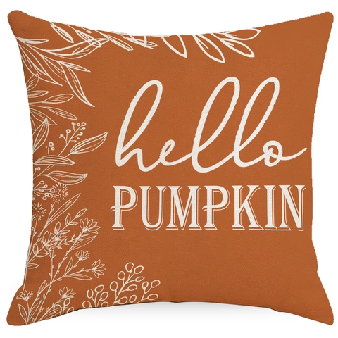 Thanksgiving Pumpkin Maple Leaf Linen Throw Pillowcase Autumn Harvest Decor Cushion Cover For Sofa Living Room Home Pillow Case
