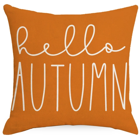 Thanksgiving Pumpkin Linen Pillow Case Autumn Harvest Maple Leaf Plaid Decorative Throw Pillow Cover For Sofa Living Room