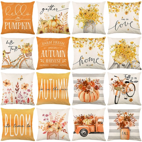 Herbst Kürbis Dekorative Kissenbezüge Polyester Sonnenblume Ahornblatt Kissenhülle Für Couch Sofa Home Decor Erntedankfest