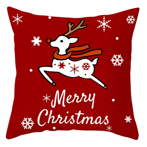Christmas Pillowcase Santa Claus Reindeer Printed Peach Skin Cushion Cover Square Holiday Home Decor Throw Pillow Case