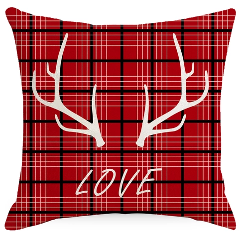 Christmas Pillowcase Linen Printed Xmas Cushion Cover For Sofa Living Room Decor Reindeer Tree Pattern Holiday Pillow Case