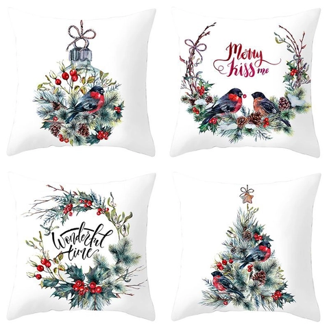 Weihnachten Kissenbezug Pfirsichhaut Polyester Dekorative Kissenhülle Für Sofa Haus Dekor Weihnachtsfeier Dekoration