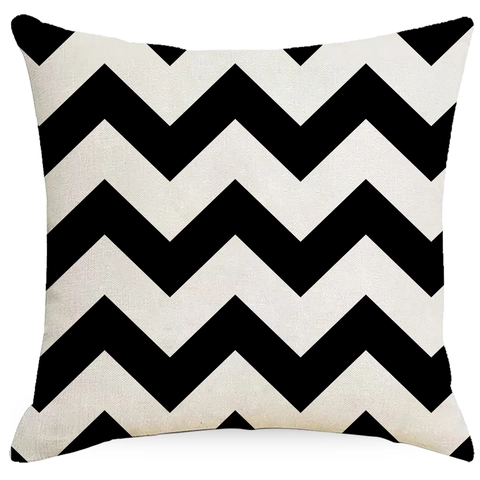 Federa in Lino Geometrica Bianca e Nera Nordica Copricuscino Quadrato Decorativo Minimalista Moderno per Divano Soggiorno Ufficio