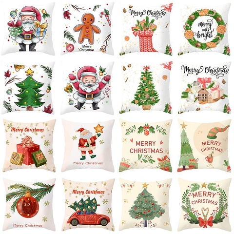 Weihnachten Kissenbezug Pfirsichhaut Polyester Dekorative Kissenhülle Für Sofa Haus Dekor Weihnachtsfeier Dekoration