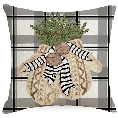 Fodera Per Cuscino Natalizia In Lino Con Pupazzo Di Neve Babbo Natale Plaid Decorativo Quadrato Per Divano Soggiorno Casa