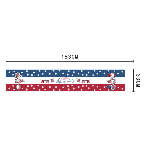 Chemin de Table Jour de l'Indépendance en Lin Motif Étoile Rayures Gnomes Chien Imprimé Nappe Décorative Maison Cuisine