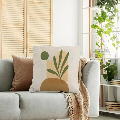 Nordisch Geometrisch Abstrakt Grün Kissenbezug Kurzplüsch Bedruckt Dekorativer Kissenhülle Für Sofa Wohnzimmer Deko