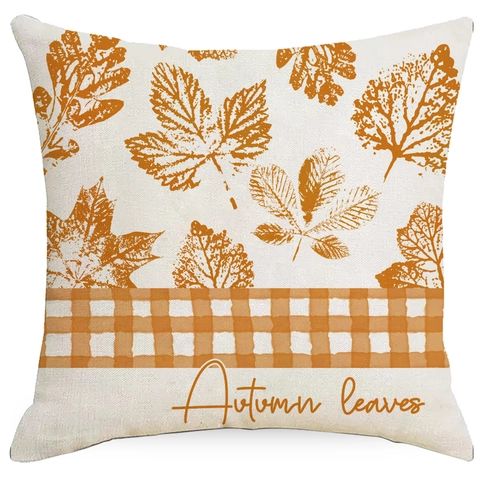 Thanksgiving Autumn Pumpkin Maple Leaf Linen Pillowcase Fall Decorative Cushion Cover For Sofa Living Room Home Decor