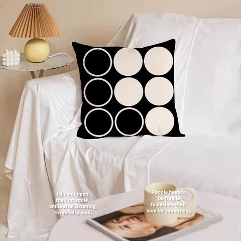 Nordisch Minimalistische Schwarz-Weiße Dekokissen-Hülle Kurzplüsch Dekorative Kissenbezug Für Wohnzimmer Sofa Couch Home Decor
