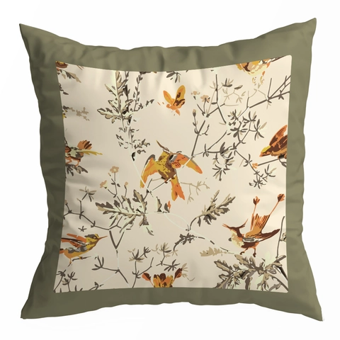 Vintage Amerikanischer Stil Kissenbezug Dekorativ Kurzplüsch Quadratischer Kissenbezug Künstlerischer Vogel Blumenmuster Kissenhülle