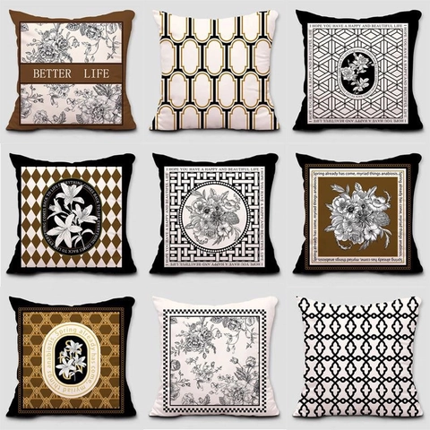 Vintage Amerikaanse Stijl Kussenhoes Luxe Franse Bank Zacht Kort Pluche Bloemen Geometrische Print Kussensloop Decoratie