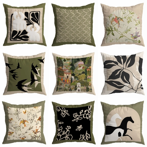 Vintage Amerikanischer Stil Kissenbezug Dekorativ Kurzplüsch Quadratischer Kissenbezug Künstlerischer Vogel Blumenmuster Kissenhülle