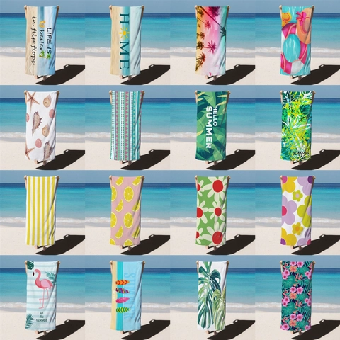 Microfiber Beach Towel Quick Dry Tropical Floral Print Large Absorbent Bath Towel For Adults Swimming Travel Pool Sand Free