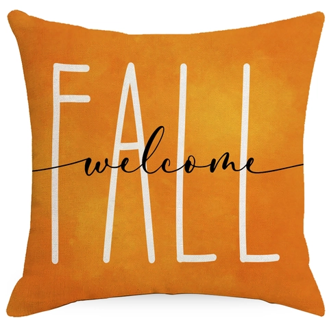 Autumn Harvest Pumpkin Maple Leaf Linen Throw Pillow Case For Sofa Living Room Thanksgiving Home Decorative Cushion Cover
