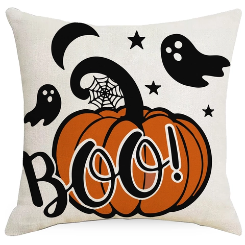 Halloween Linen Pillowcase Decorative Cushion Cover Pumpkin Ghost Castle Print For Home Decor Living Room Sofa Holiday Gift