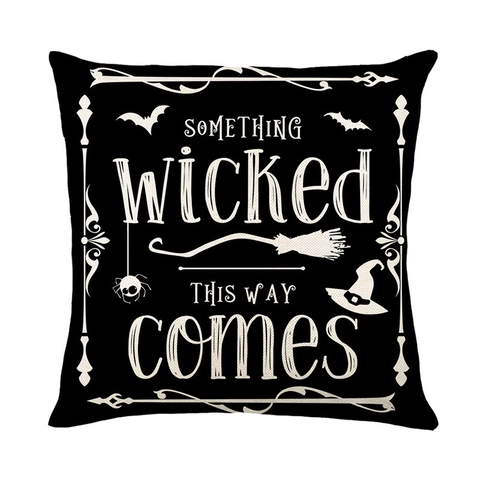 Halloween Linnen Kussensloop Zwart Wit Spinnenweb Kraai Trick or Treat Decoratieve Kussenhoes Voor Sofa Woonkamer Decoratie