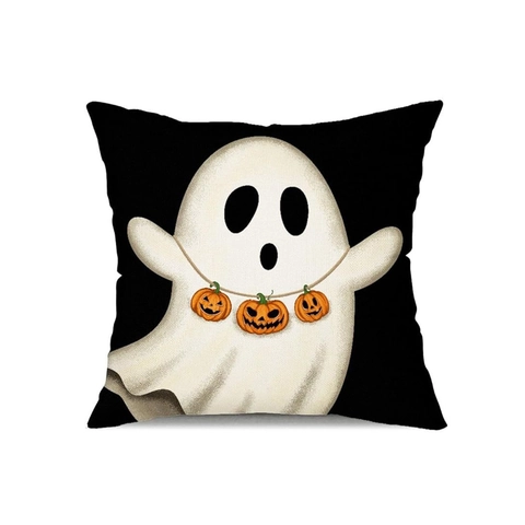 Halloween Leinen Kopfkissenbezug Geist Kürbis Fledermaus Muster Bedruckt Kissenhülle Für Sofa Wohnzimmer Deko Kopfkissenbezug