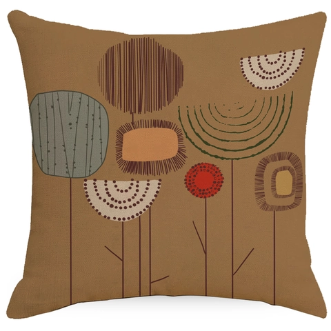 Funda de Almohada de Lino Geométrica Abstracta Moderna para Sofá Sala de Estar Decoración Patrón Floral Nórdico Funda de Cojín Cuadrada