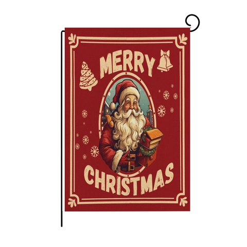 Christmas Garden Flag Double Sided Polyester Linen Look Festive Outdoor Yard Decoration Santa Snowman Banner For Holiday Party
